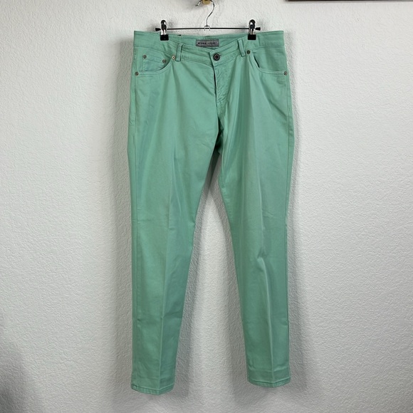 Etro Ponyhair Tag Cotton Mint Branded Leather Straight Leg Denim Jeans - Picture 2 of 15